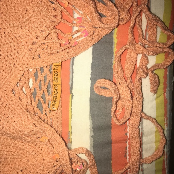 🍊 UNIQUE Seashell Chenille Crochet Top wSequin - Picture 6 of 6